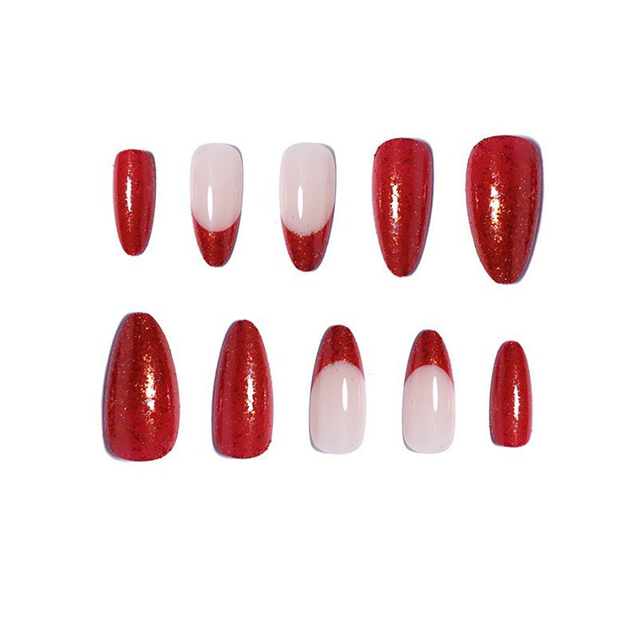 Premium Glossy Glittering Almond-Shaped Press-On Nails Bowlift