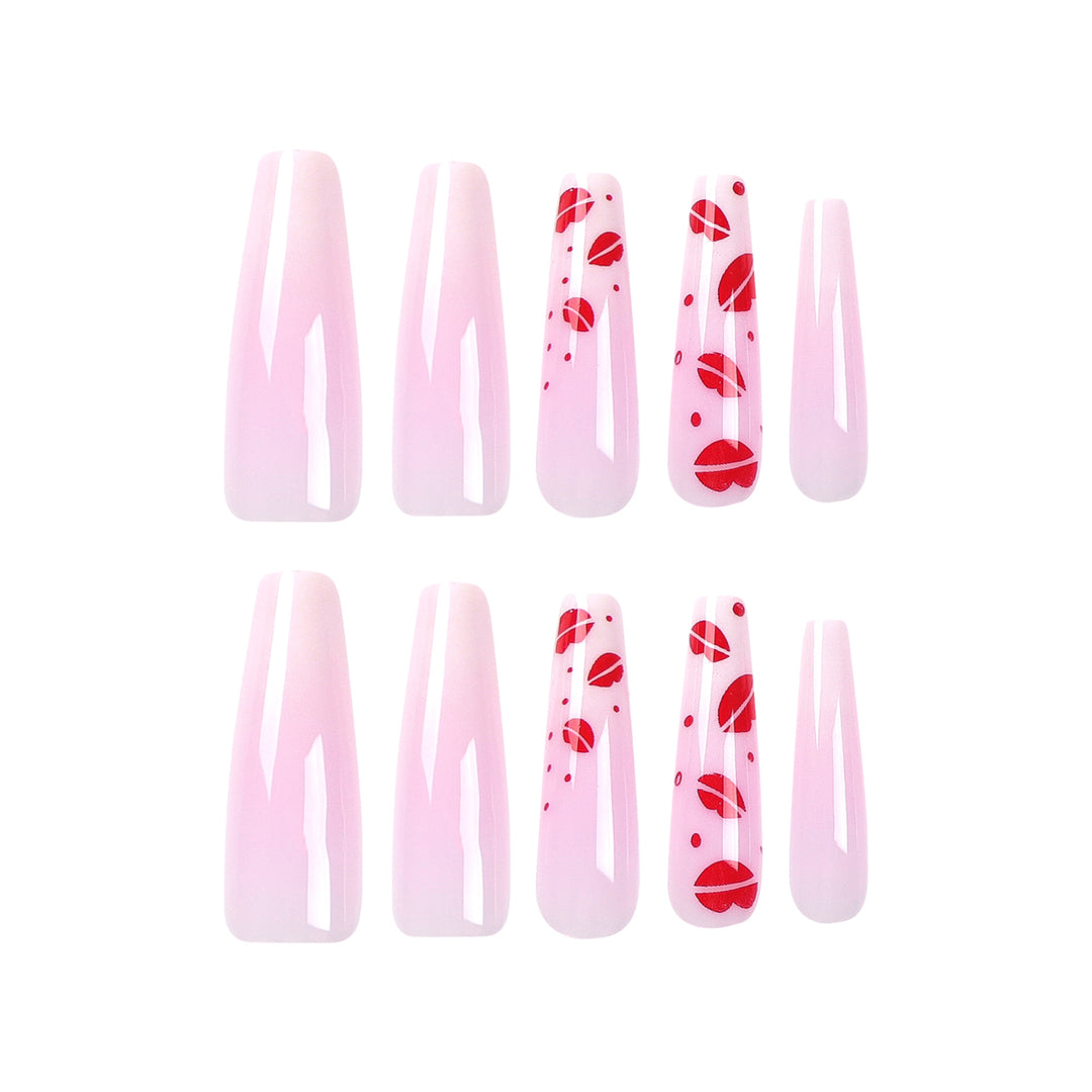 Artistic stiletto nails with lip motifs Bowlift