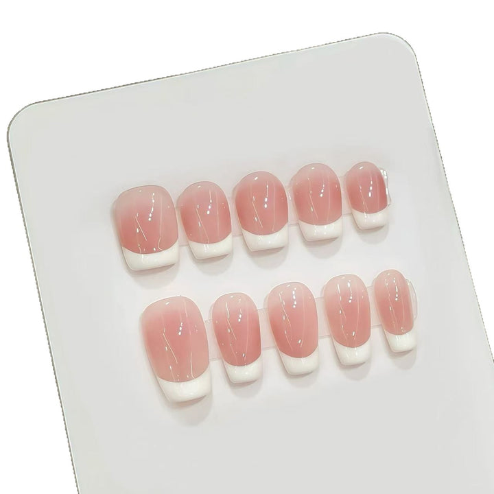 Elegant French Tip Press-On Nail Design Bowlift