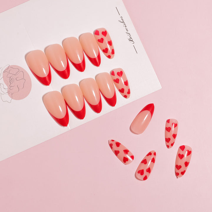 Artistic Heart Designed Press-On Nail Set Bowlift