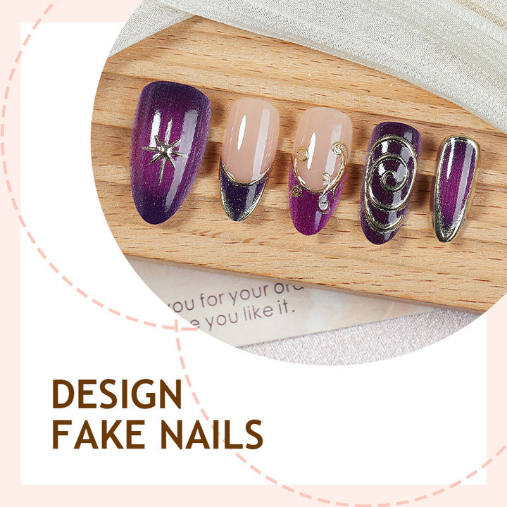 Acrylic nail set with elegant shimmer design Bowlift