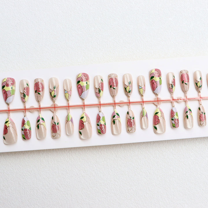 Floral Themed Press-On Nail Art Set Bowlift
