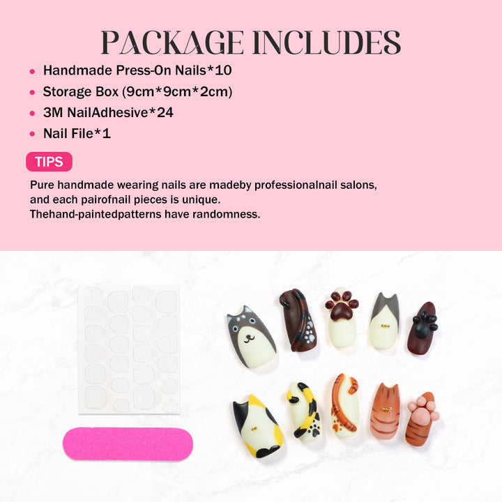 Animal Motif Artificial Nail Set Bowlift