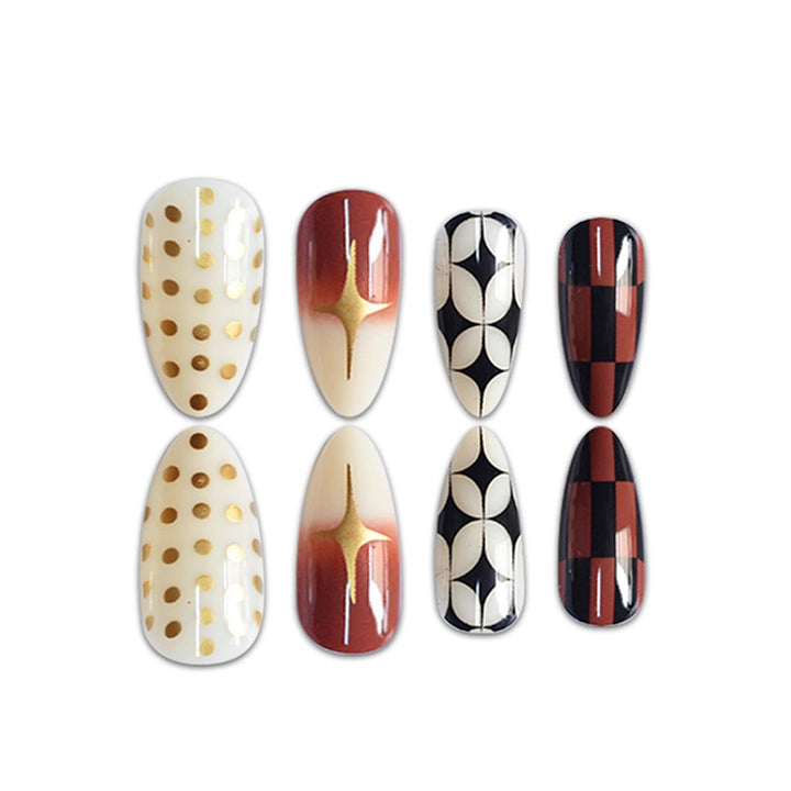 Stylish Stiletto Press-On Nails with Elegant Patterns Bowlift
