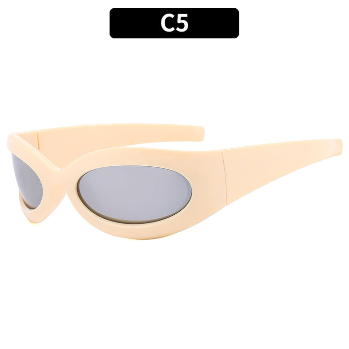 Sleek Futuristic Oval Sunglasses