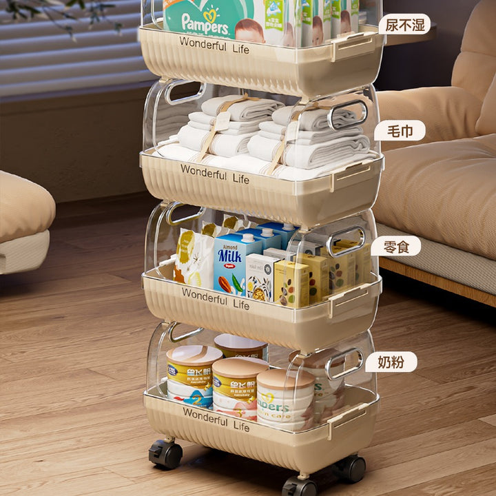 Multi-Tier Storage Organizer with Transparent Baskets Bowlift