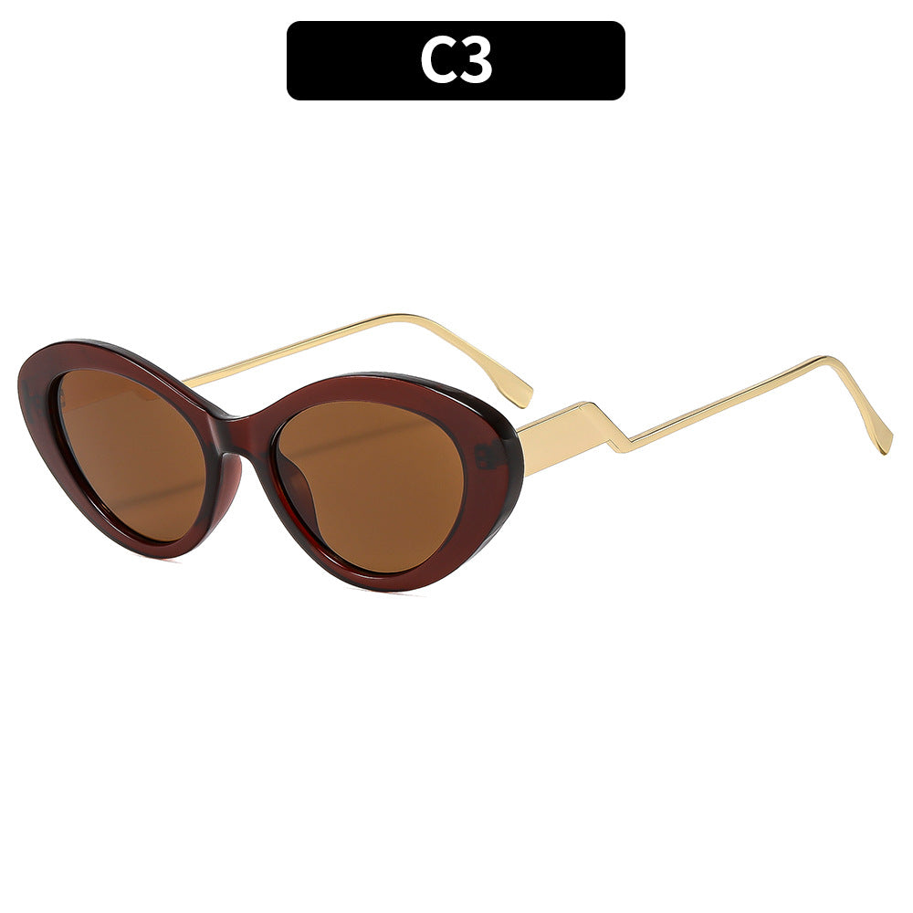 Elegant Retro Cat-Eye Sunglasses with Stylish Gold Accents