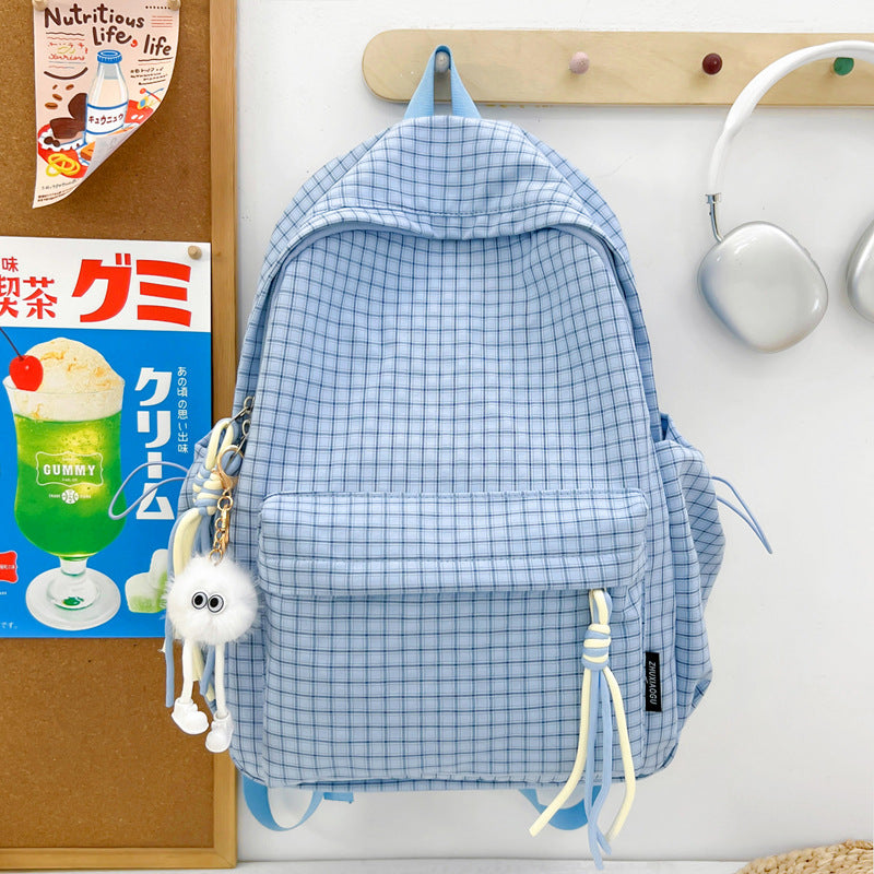 Checked Pattern Casual Backpack