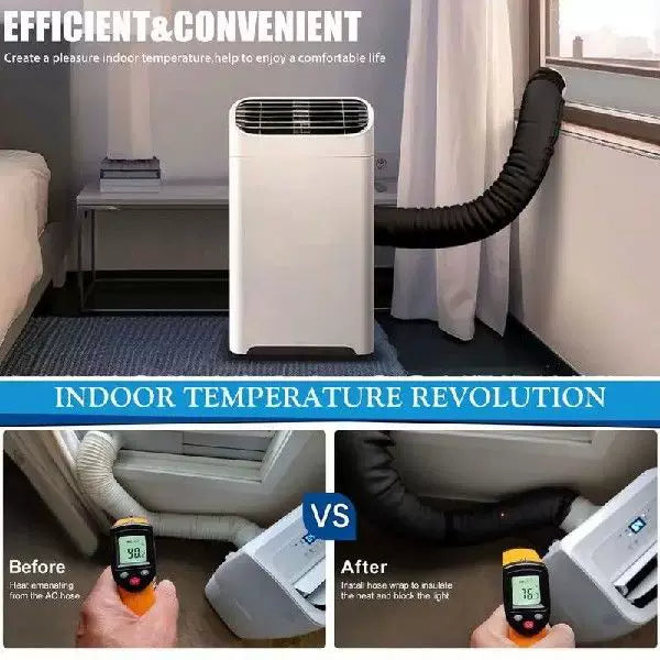 Unisex one size wide flat window sealing panel for portable air conditioner with universal round exhaust collar and quick-release elastic bands Bowlift
