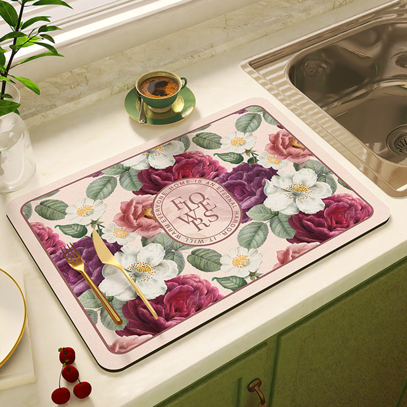 Floral Design Kitchen Mat Bowlift