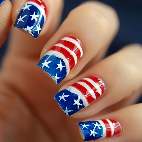 Artificial nails in patriotic Stars and Stripes design Bowlift