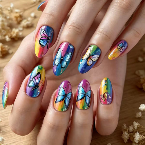 Butterfly-Inspired Vibrant Nail Art Bowlift