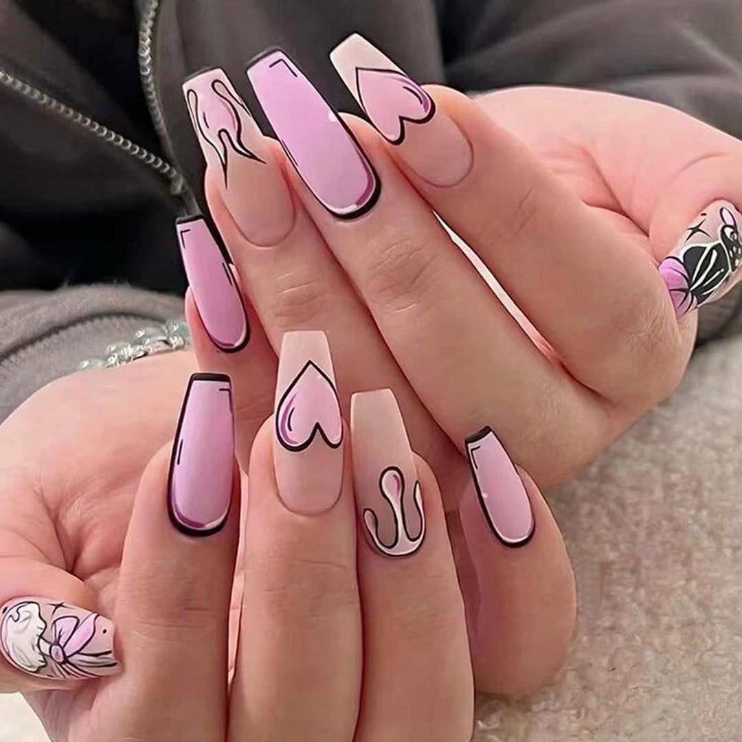Artistic nail extensions in heart design Bowlift