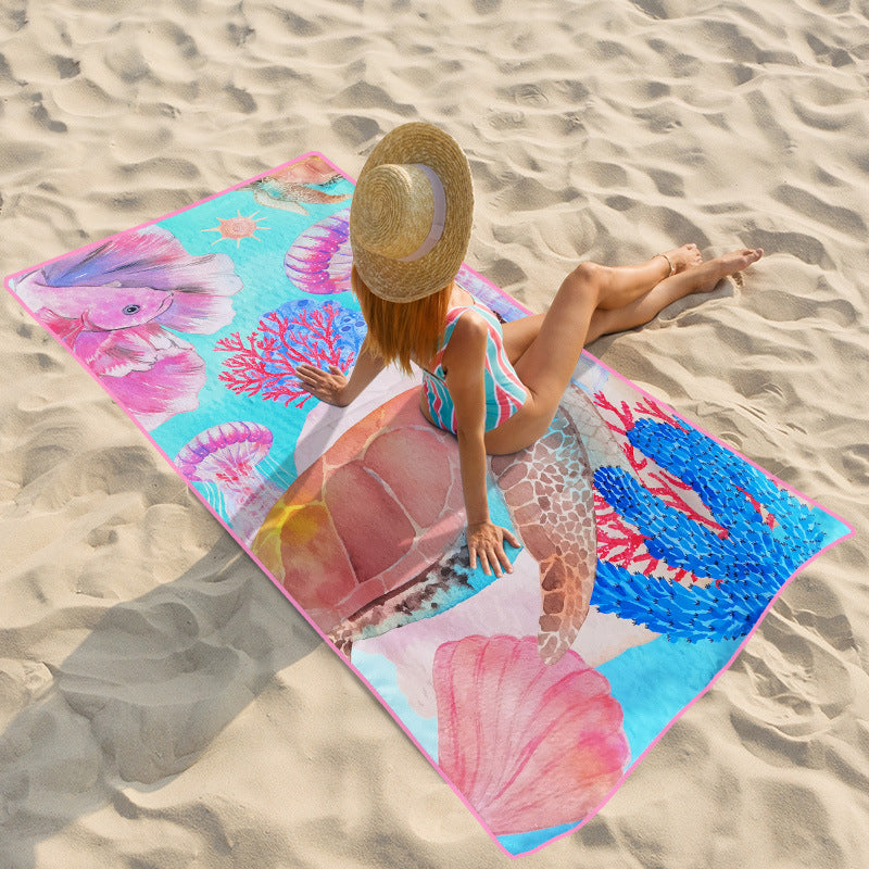 Beach towel with colorful underwater motif Bowlift