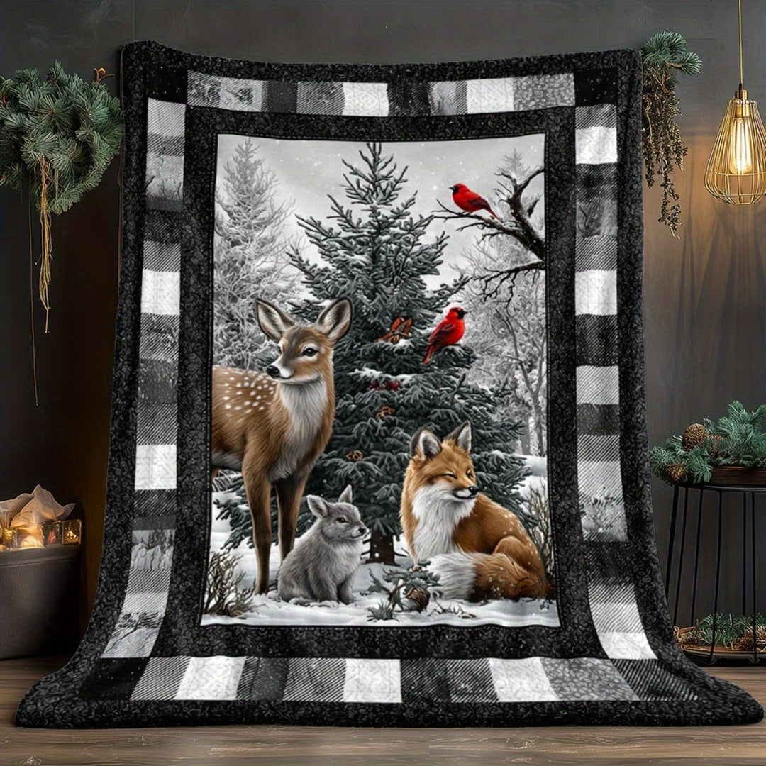 Soft Cartoon Dachshund-Themed Fleece Blanket