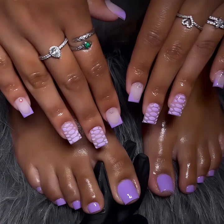 Decorative Floral Press-On Pedicure Set Bowlift