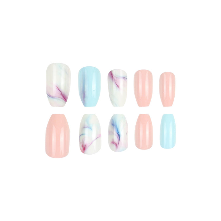Artistic Marble Effect Press-On Nails Bowlift
