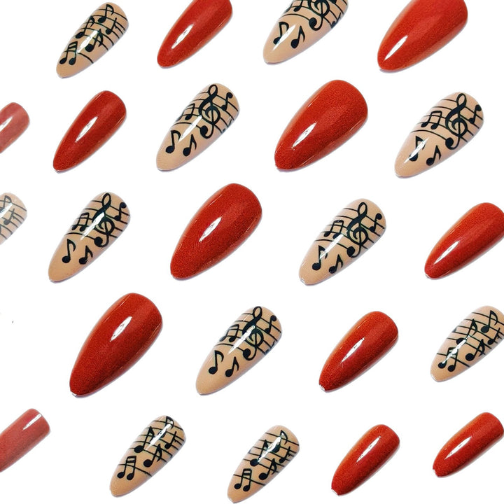 Artificial nails with Creative Note Design Bowlift