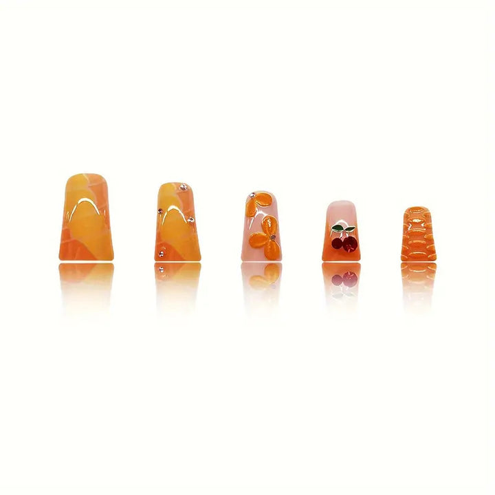 Artistic 3D Floral and Gemstone Press-On Nails Bowlift