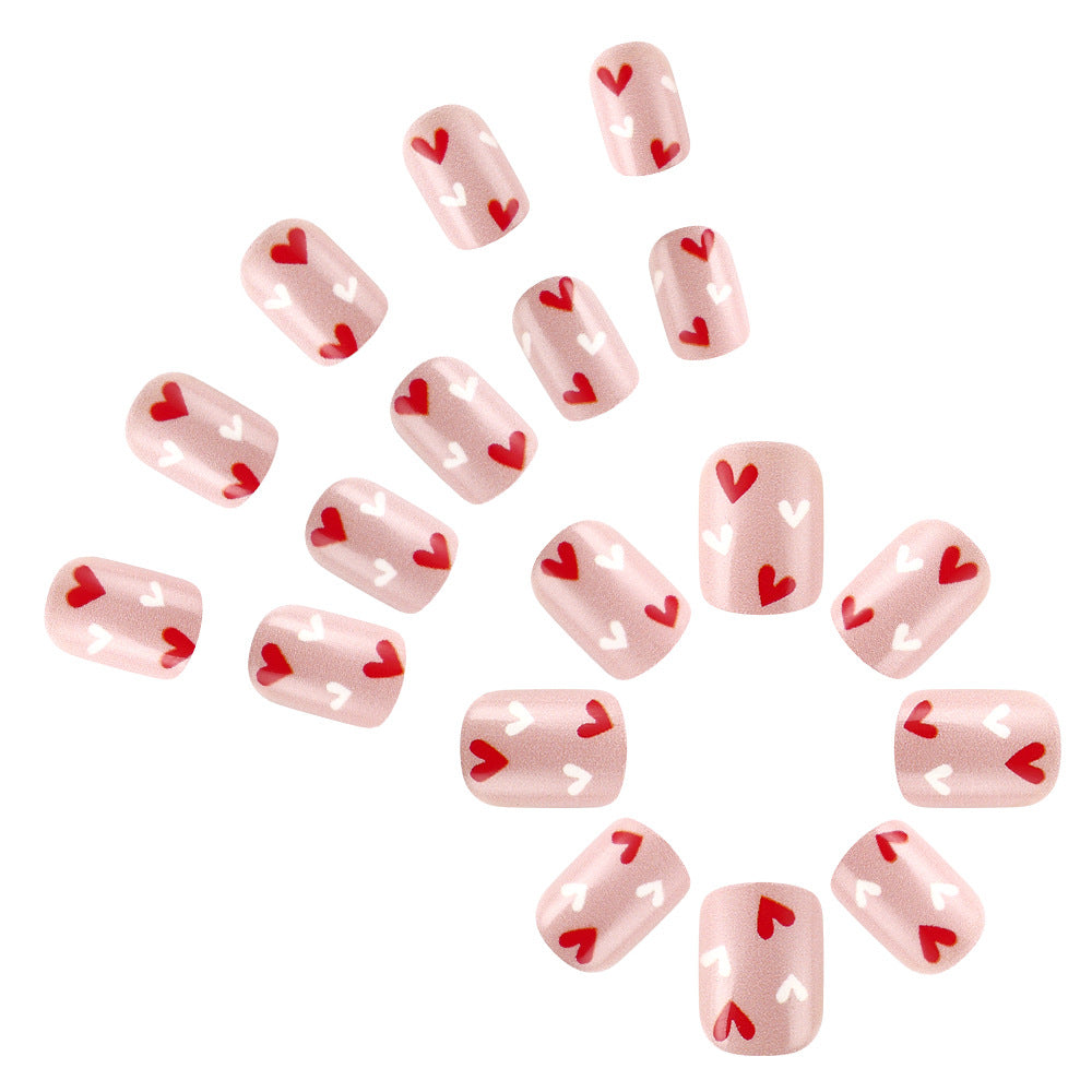Heart-Patterned Press-On Nail Art Bowlift