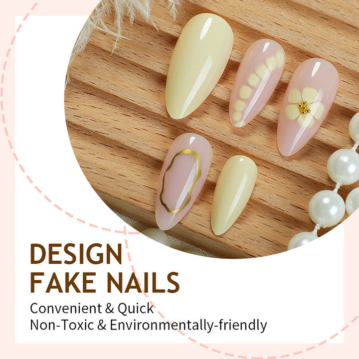 Artificial nail set with glittering flower motifs Bowlift