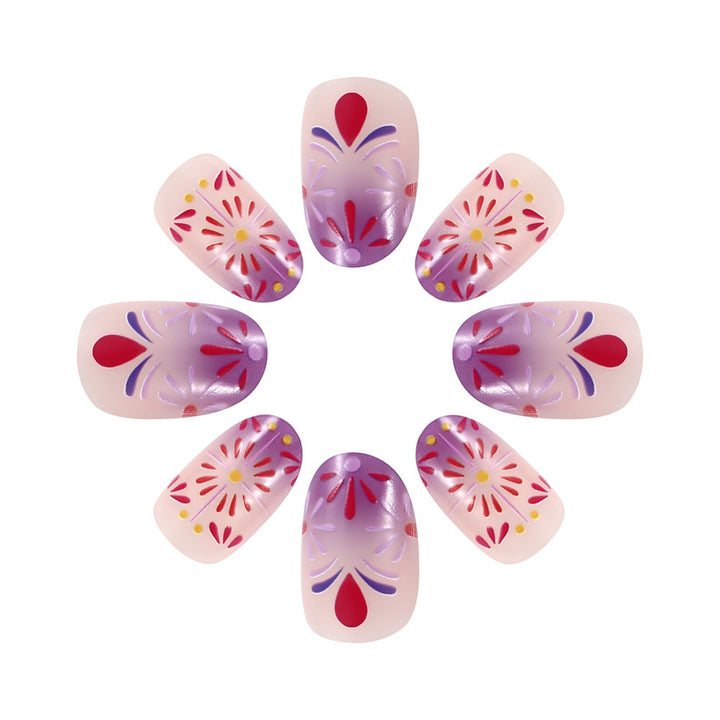 Decorative Floral Design Press-On Nails Bowlift