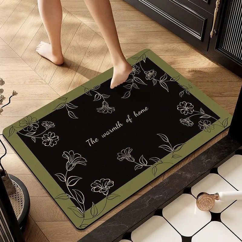 Luxurious Floral Memory Foam Bath Mat Bowlift
