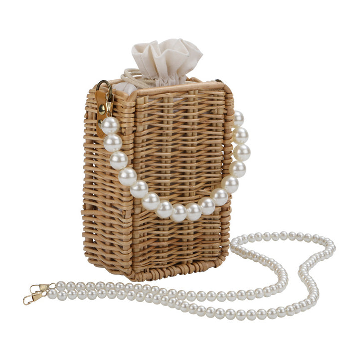 Women's handbag made of woven material with pearl accents Bowlift