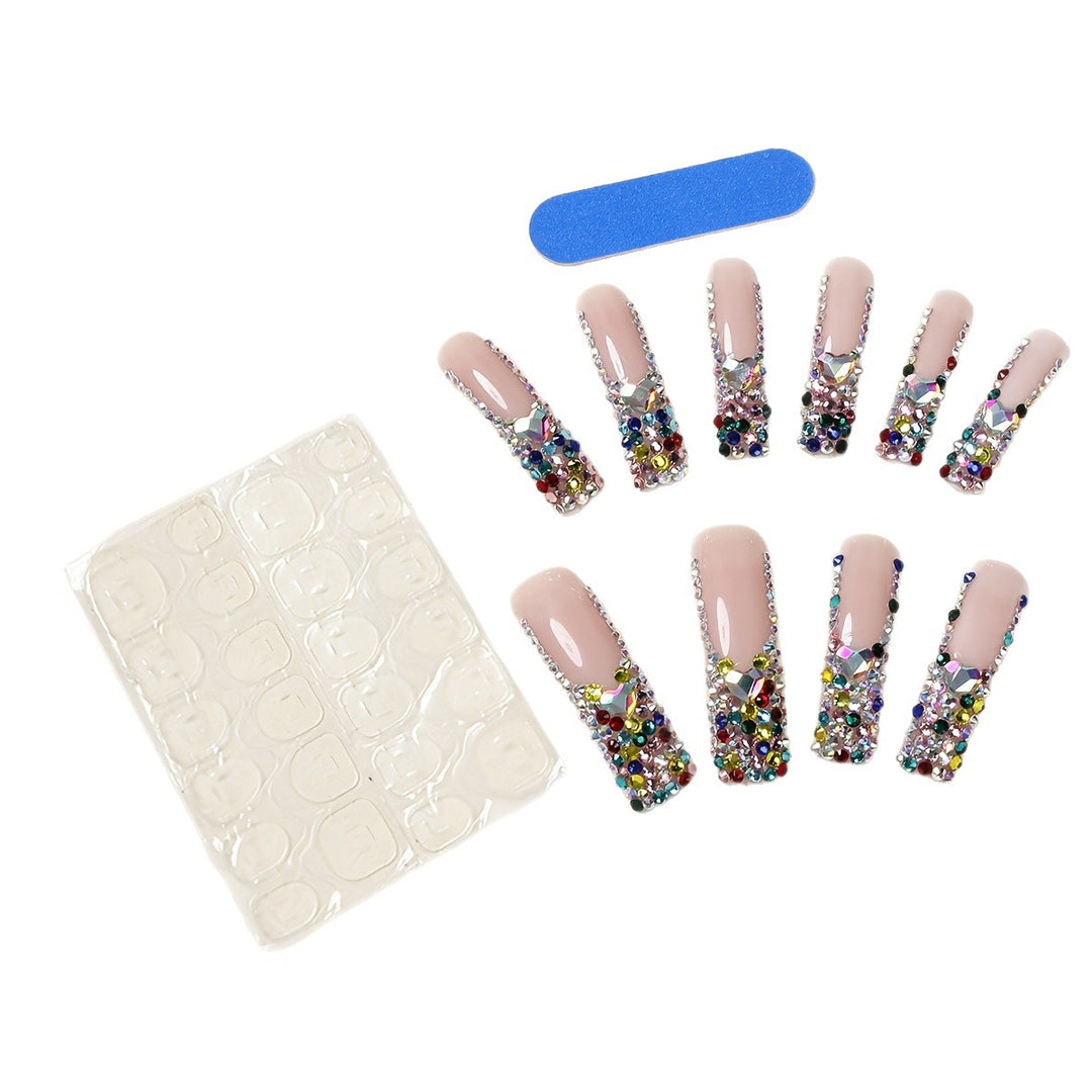 3D Decorative Press-On Nail Extensions with Sparkling Gem Accents Bowlift