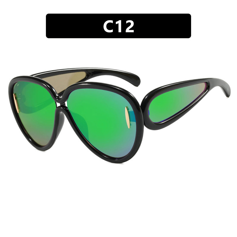 Women extravagant sunglasses in creative design Bowlift