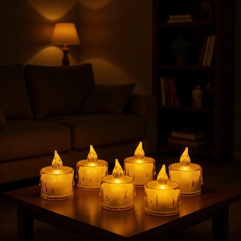 Decorative Flameless LED Tealight Candle Set with Realistic Dripping-Wax Glass Holders Bowlift