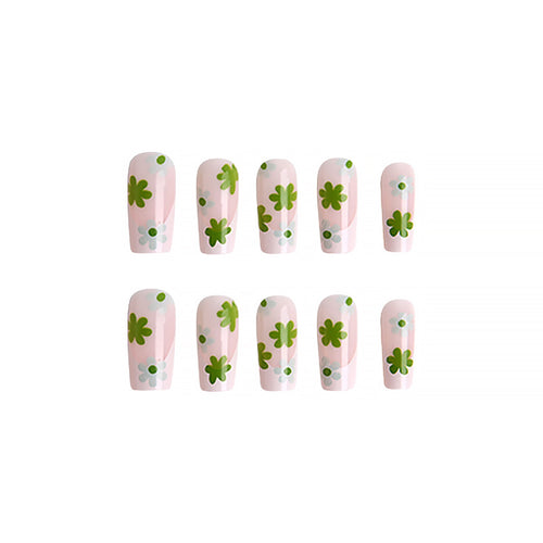 Artful Nail Tips with Floral Pattern Bowlift