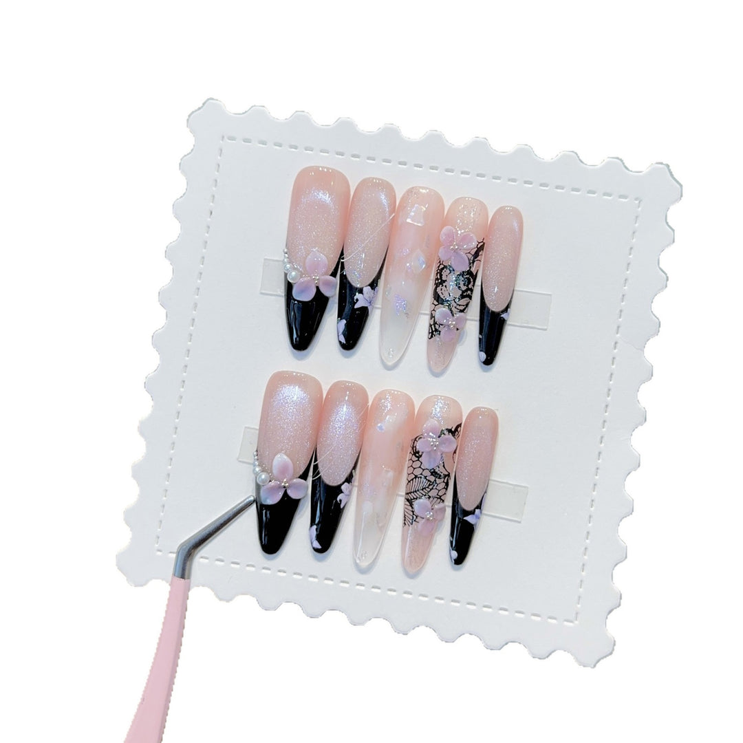 Artificial Nails In Elegant Floral Design Bowlift
