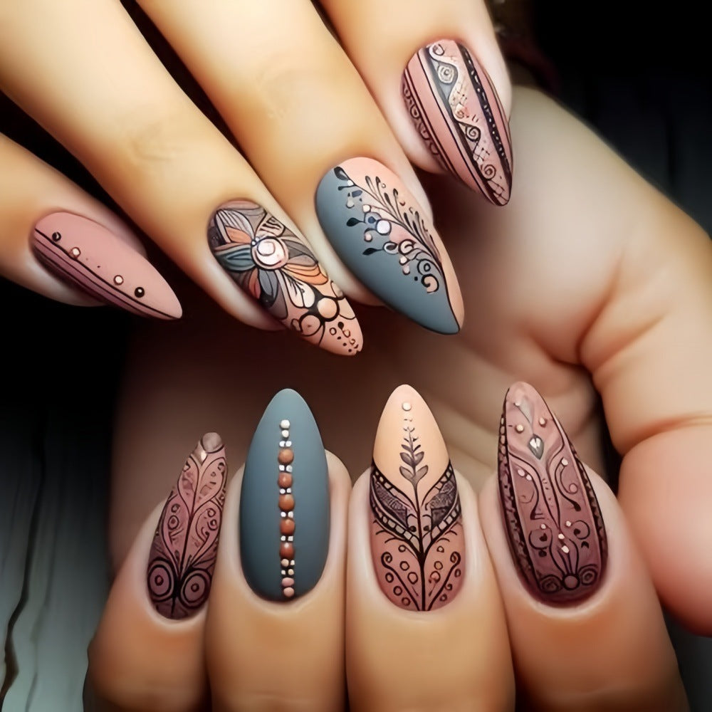 Creative Nail Art Set with Hand-Drawn Patterns Bowlift