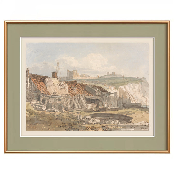 Framed Historical Coastal Landscape Artwork
