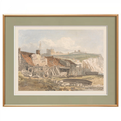 Framed Historical Coastal Landscape Artwork