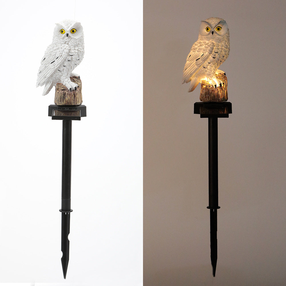 Realistic Owl Solar Garden Stake Light With LED Resin Sculpture Bowlift