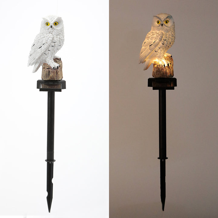Solar-Powered Owl Garden Stake Light With Realistic Resin Perched Sculpture And Automatic Dusk-To-Dawn LED Bowlift
