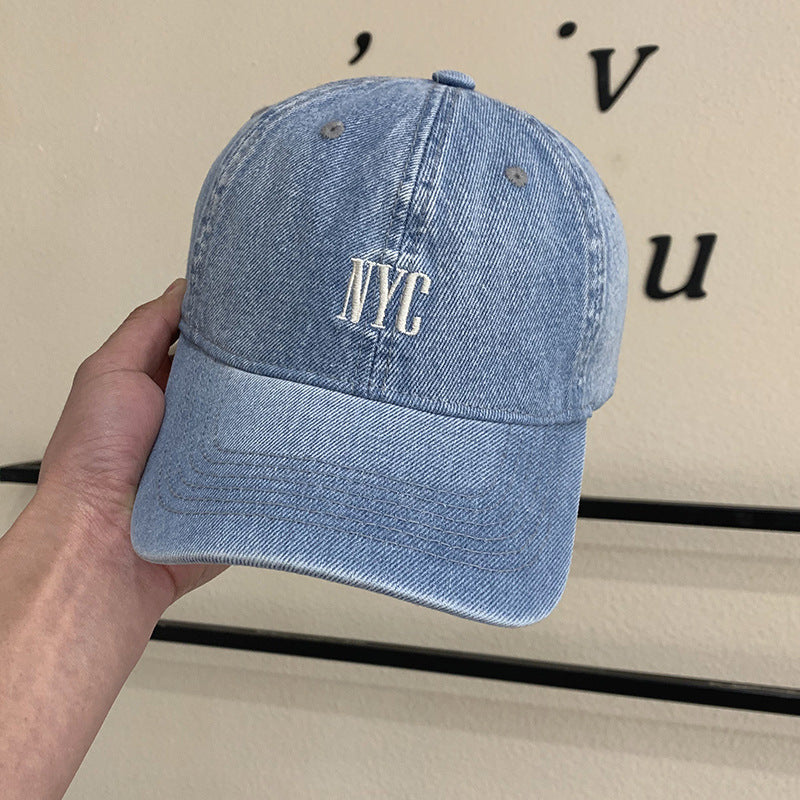 Women's Vintage-Inspired Denim Baseball Cap Bowlift