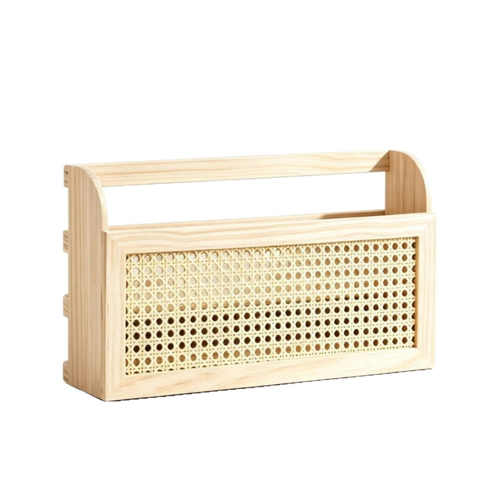Stylish storage box made of wood and rattan Bowlift