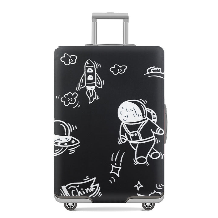 Unisex nan elastic motif suitcase cover made of stretchable polyester with handle and wheel openings Bowlift