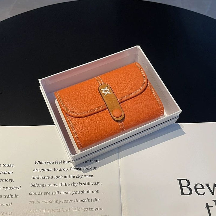 Textured Leather Tri-Fold Wallet Bowlift