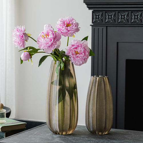 Decorative glass vase with ribbed structure Bowlift