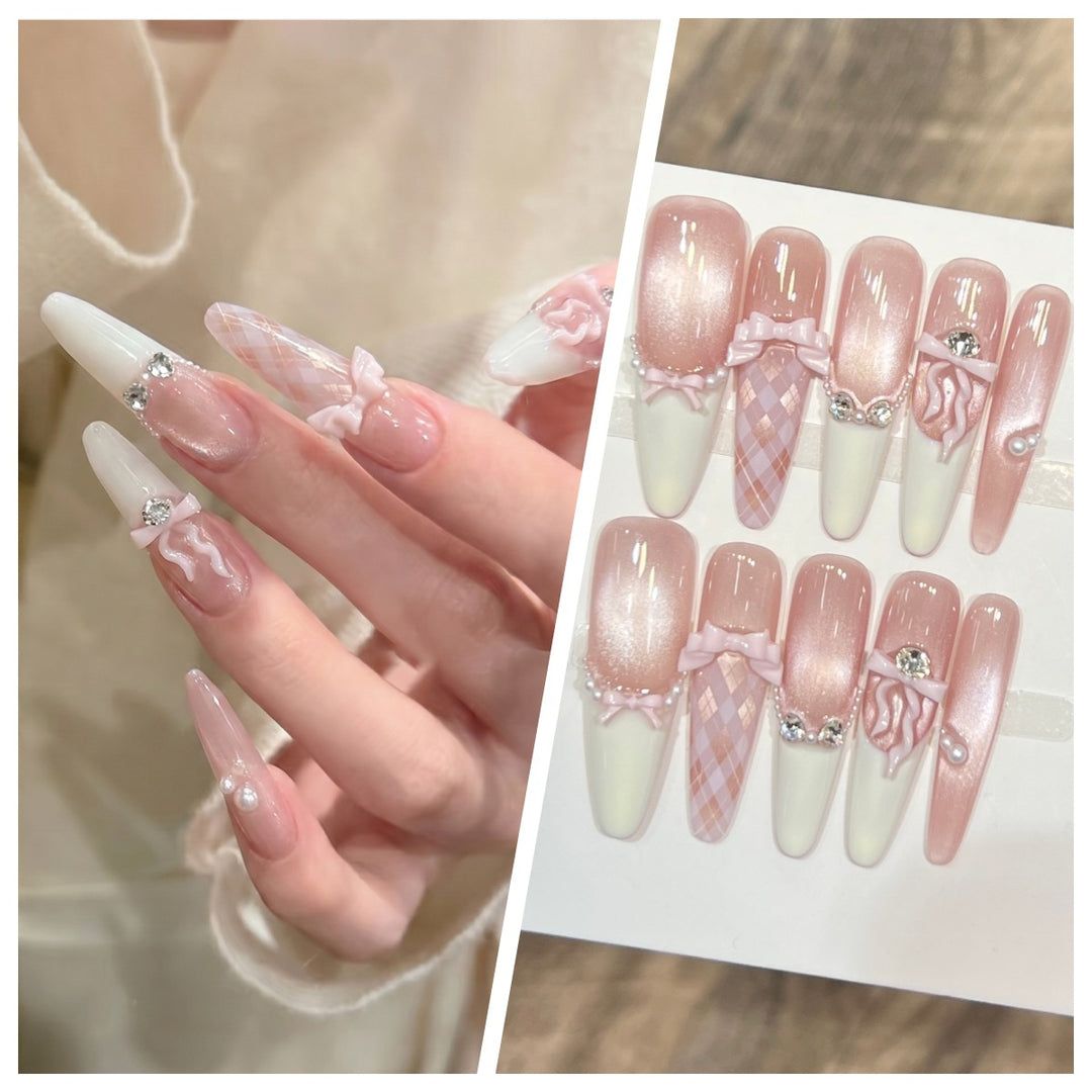 Artistic Stiletto Press-On Nail Set with Charming Patterns Bowlift
