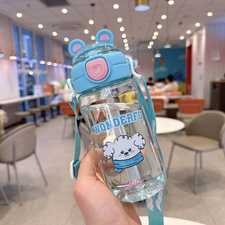 Ladies Playful waterproof drinking bottle with carrying strap Bowlift