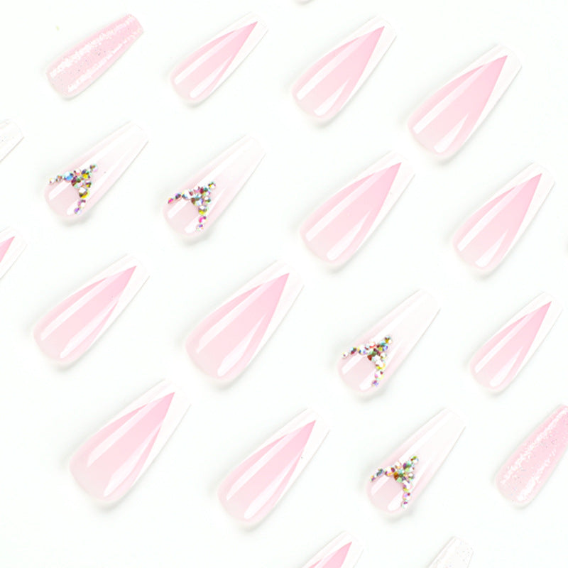 Artful Nail Extensions with Glitter and Rhinestone Accents Bowlift