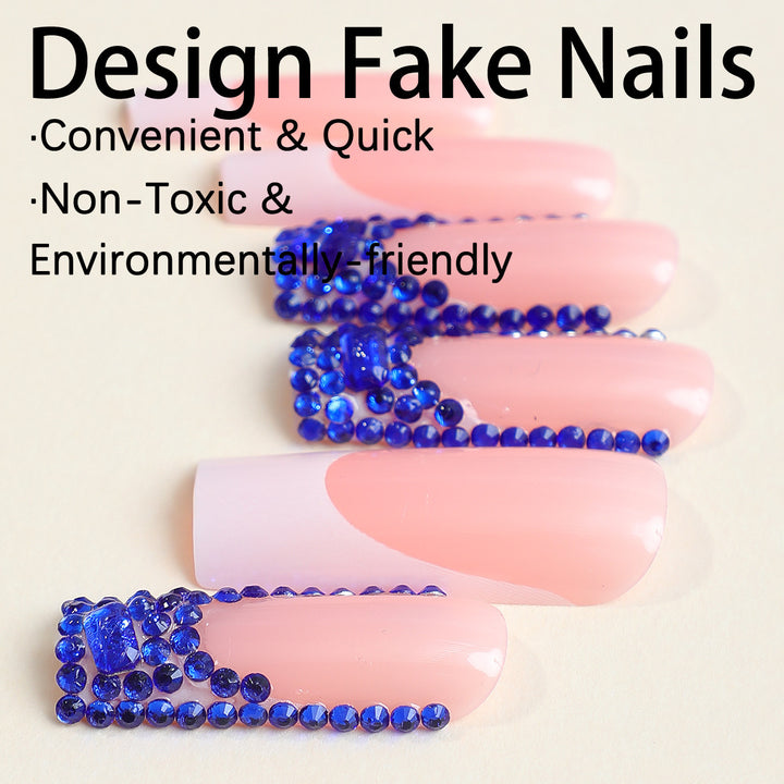 Luxury Artificial Nail Set with Sparkling Crystal Decorations Bowlift