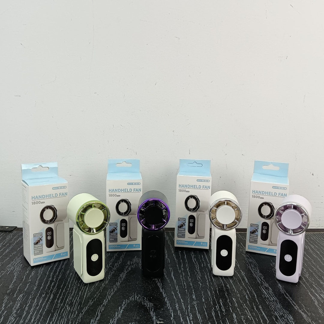 Unisex Portable Hand Fan with Digital Speed Display Bowlift