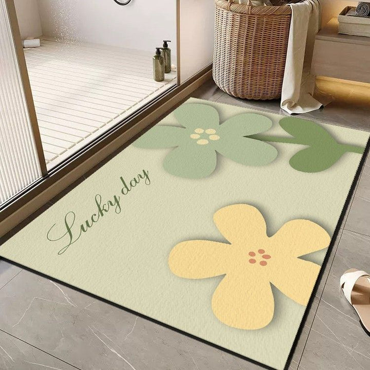 Cheerful Floral Message Bath Mat Bowlift