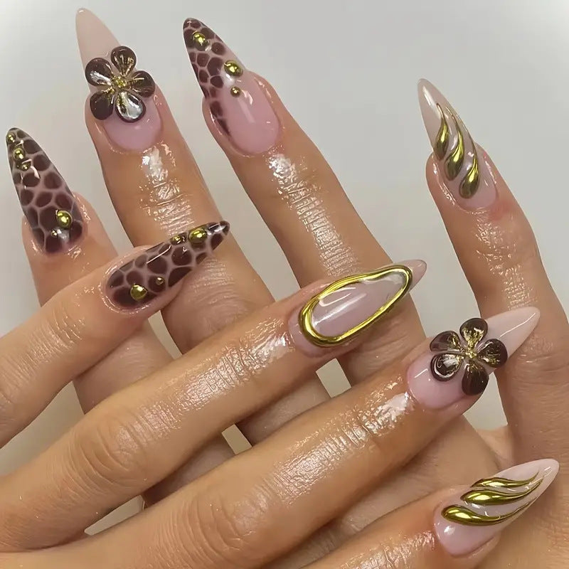 Decorative Resin Press-On Nail Art Set Bowlift